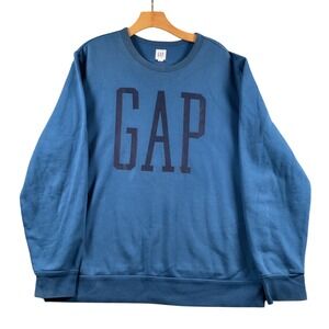 GAP Sweatshirt Blue‎ Crew Neck Long Sleeve Logo Graphic Pullover Top Mens L
